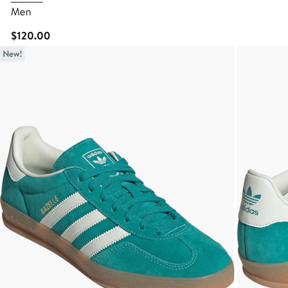Adidas Gazelle Turquoise and White Sneakers